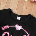 camiseta de manga comprida com estampa de coração/letra/coração Preto image 4