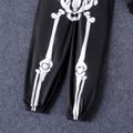 Toddler Boy Halloween Skeleton Print Zipper Design Black Hooded Jumpsuits Black