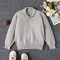 Toddler Boy Casual Solid Color Lapel Collar Knit Sweater Grey image 1