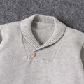 Toddler Boy Casual Solid Color Lapel Collar Knit Sweater Grey image 3