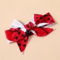 2pcs Baby Girl Allover Red Ladybug Print Long-sleeve Snap Jumpsuit with Headband Set Red-2 image 5