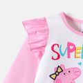 Peppa Pig Toddler Girl Letter Print Colorblock Flutter-sleeve Tee Light Pink