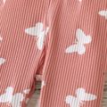 Baby Girl 95% Cotton Rib Knit Allover Butterfly Print Pants Leggings Pink
