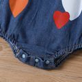 Baby Girl 95% Cotton Denim Love Heart Print Overalls Shorts Blue image 5