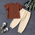 2pcs Toddler Boy Casual Stripe Pocket Design Tee and Pants Set Multi-color
