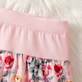 Pretty Kid Girl Floral Decor Solid Leggings Pink image 3