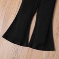 Toddler Girl Sweet Solid Color Ribbed Flared Pants Black image 5