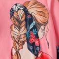 2 قطعة طفل فتاة الشكل طباعة قميص من النوع الثقيل الوردي ومجموعة طماق طباعة الأزهار زهري image 4