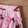 2pcs Kid Girl Bear Embroidered Mesh Bowknot Design Long-sleeve Tee and Ruffled Layered Skirt Set White image 5