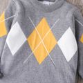 Toddler Boy Preppy style Plaid Colorblock Knit Sweater Multi-color image 4
