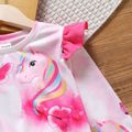 Toddler Girl Animal Unicorn Butterfly Print Ruffled Pink Pullover Sweat Pink