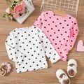 Baby Girl Allover Love Heart Print Rib Knit Long-sleeve Top Pink image 2