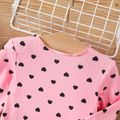 Baby Girl Allover Love Heart Print Rib Knit Long-sleeve Top Pink image 4