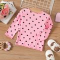 Baby Girl Allover Love Heart Print Rib Knit Long-sleeve Top Pink image 1