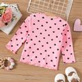 Baby Girl Allover Love Heart Print Rib Knit Long-sleeve Top Pink image 3