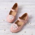 Toddler / Kid Faux Pearl Heart & Mesh Floral Decor Fashion Flats Pink image 1