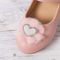 Toddler / Kid Faux Pearl Heart & Mesh Floral Decor Fashion Flats Pink