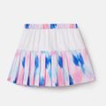 Activewear Polyester Spandex Fabric Kid Girl Breathable Tie Dyed Pleated Skirt Pink image 2