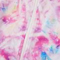 Activewear Polyester Spandex Fabric Kid Girl Tie Dyed Stand Collar Zipper Jacket Pink image 5