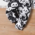 2pcs Baby Boy Allover Panda Print Long-sleeve Spliced Jumpsuit with Hat Set BlackandWhite image 5