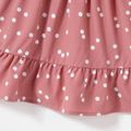 Family Matching Polka Dot Print V Neck Belted Ruffle Hem Bell Sleeve Dresses and Plaid Shirts Sets Pink image 5