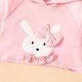 2pcs Baby Girl Rabbit Design Pink Long-sleeve Crop Hoodie and Mesh Skirt Set Pink