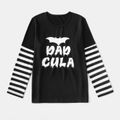 Halloween Family Matching Black Striped Long-sleeve Glow In The Dark Letter Print T-shirts Black image 3