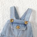 Baby Girl Double Breasted Roll Up Hem Denim Overalls Shorts Blue
