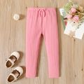 Toddler Girl 100% Cotton Ribbed Bowknot Design Solid Color Leggings Dark Pink image 1