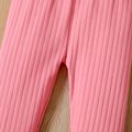 Toddler Girl 100% Cotton Ribbed Bowknot Design Solid Color Leggings Dark Pink image 5