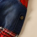 Baby Boy/Girl Plaid Spliced Denim Overalls Shorts Red