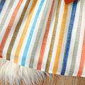 Toddler Girl Stripe Ruffled Bowknot Design Long-sleeve Dress Multi-color