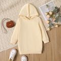 Toddler Girl Solid Color Long-sleeve Hooded Sweatshirt Dress OffWhite