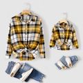 Yellow Plaid Long-sleeve Button Up Shirts for Mom and Me Yellow