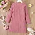 Kid Girl Cable Knit Bowknot Design Long-sleeve Pink Pink image 5