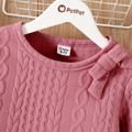 Kid Girl Cable Knit Bowknot Design Long-sleeve Pink Pink