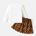 L.O.L. SURPRISE! 2pcs Kid Girl Character Print Long-sleeve Tee and Bowknot Design Allover Print Skirt Set White