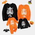 Halloween Glow In The Dark Skeleton Print Long-sleeve Pullover Sweatshirts ColorBlock image 2