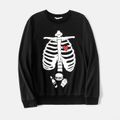 Halloween Glow In The Dark Skeleton Print Long-sleeve Pullover Sweatshirts ColorBlock