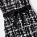 Family Matching Black Short-sleeve Spliced Plaid Dresses and Tops Sets Black image 5