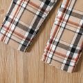 2pcs Toddler Boy Preppy style Faux-two Lapel Collar Bow tie Design Long-sleeve Shirt and Plaid Pants Set royalblue image 5