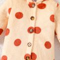 Baby Boy/Girl Button Front Polka Dots 3D Ears Hooded Long-sleeve Fuzzy Jumpsuit Apricot