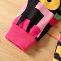 2pcs Kid Girl Allover Letter Print Sweatshirt and Colorblock Leggings Set Hot Pink