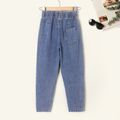 Kid Girl 100% Cotton Casual Button Design Blue Denim Jeans Blue image 2