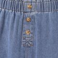 Kid Girl 100% Cotton Casual Button Design Blue Denim Jeans Blue image 4