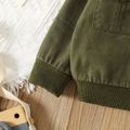 100% Cotton Baby Boy Button Front Army Green Long-sleeve Jacket Army green image 5