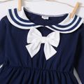 Toddler Girl Preppy style Bowknot Design Long-sleeve Sailor Dress royalblue image 3