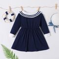 Toddler Girl Preppy style Bowknot Design Long-sleeve Sailor Dress royalblue image 2