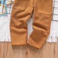 Toddler Boy Solid Color Ribbed Pocket Design Pants Brown