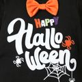 Halloween 2pcs Baby Boy/Girl Bow Tie Decor Letter Print Long-sleeve Romper with Hat Set Black